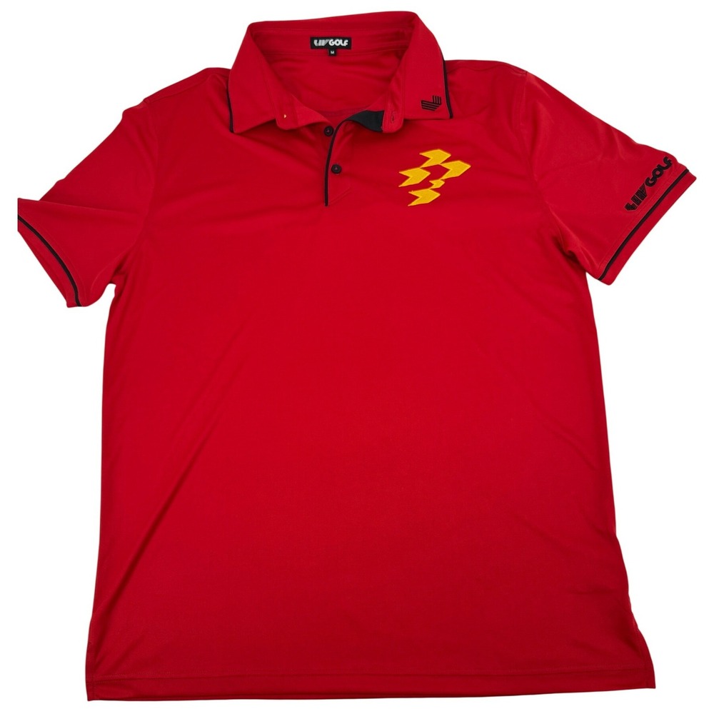 LIV Golf Fireballs GC Polo Mens Size M Red Performance Short Sleeve Shirt 8609